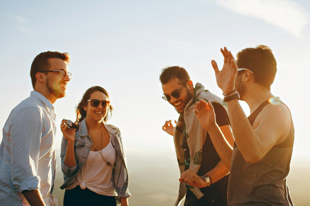 group of people talking