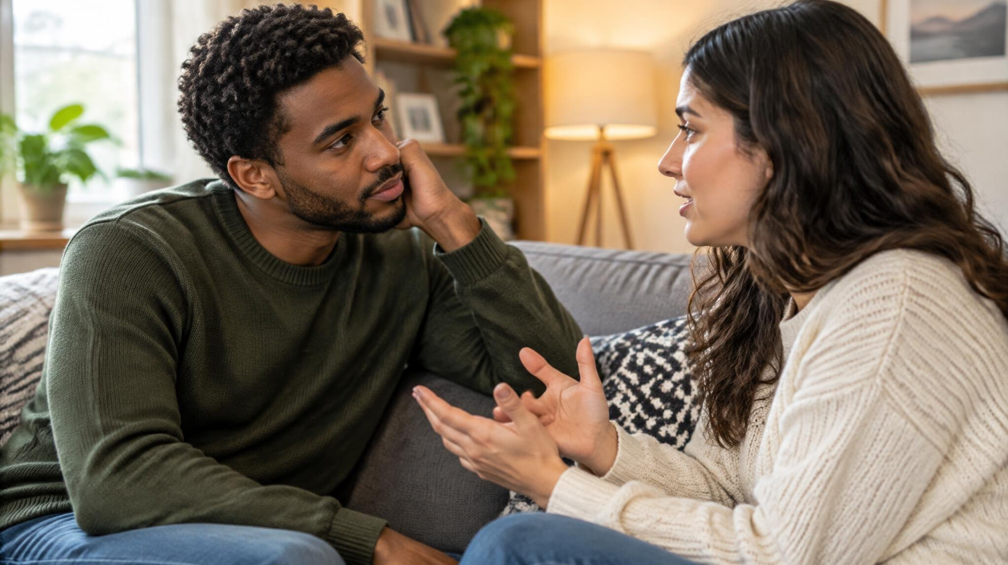 person listening attentively to friend